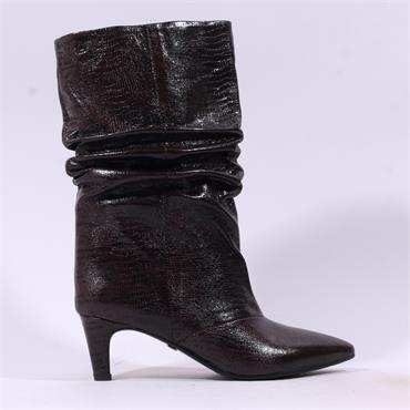 Una Healy Sensitivity Ruffled Mid Boot - Brown Snake
